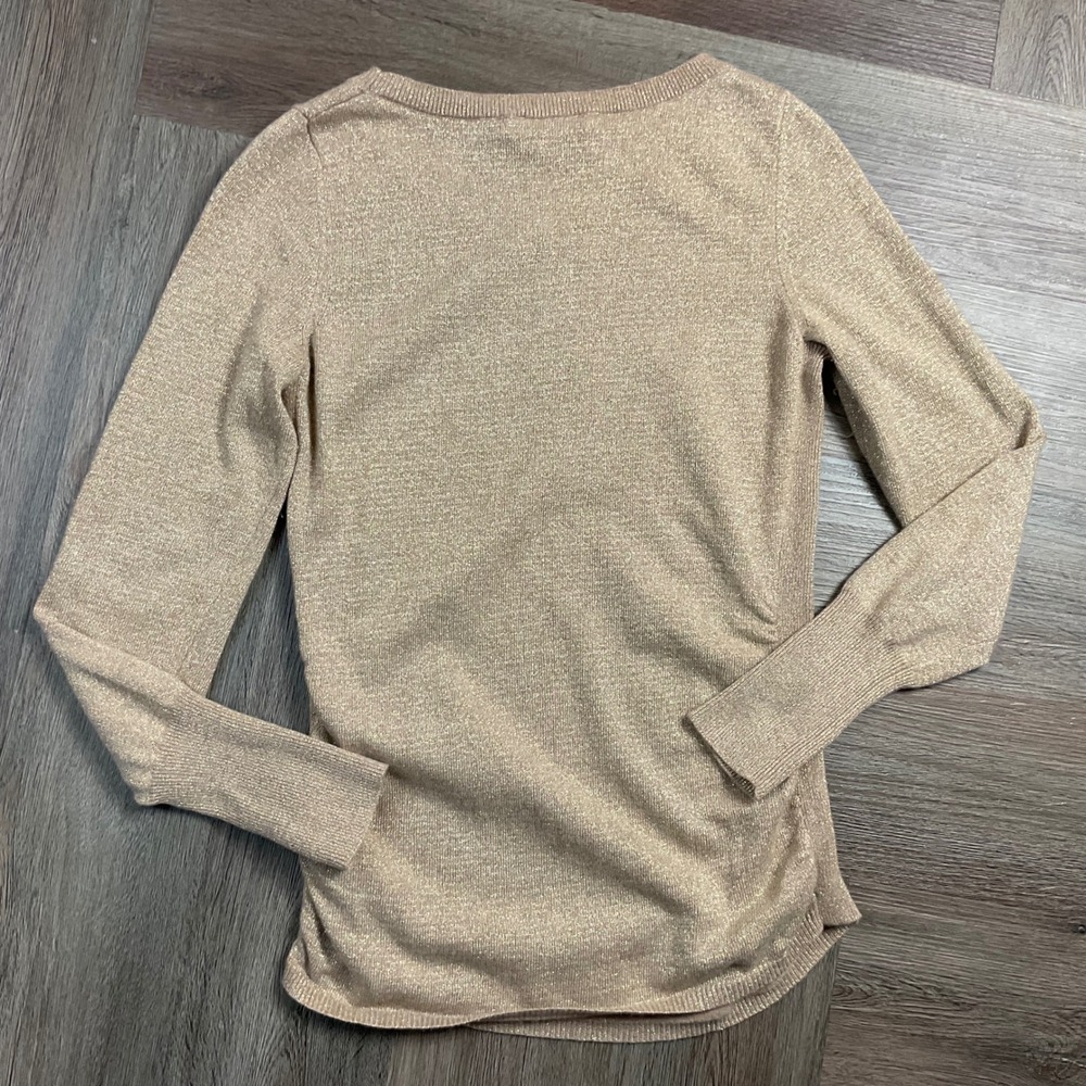 Banana Republic Metallic Wool Cashmere Ruched Side Sweater Womens Medium Gold